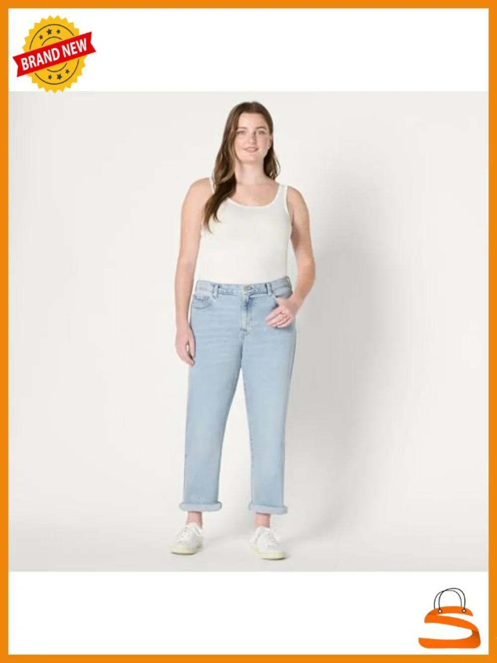 Women's Low Stretch Mid-Rise Boyfriend Crop Jeans